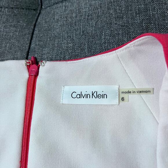 Calvin Klein Dress Women 6 Orange Scuba Pleated Front Career Office - Picture 6 of 8